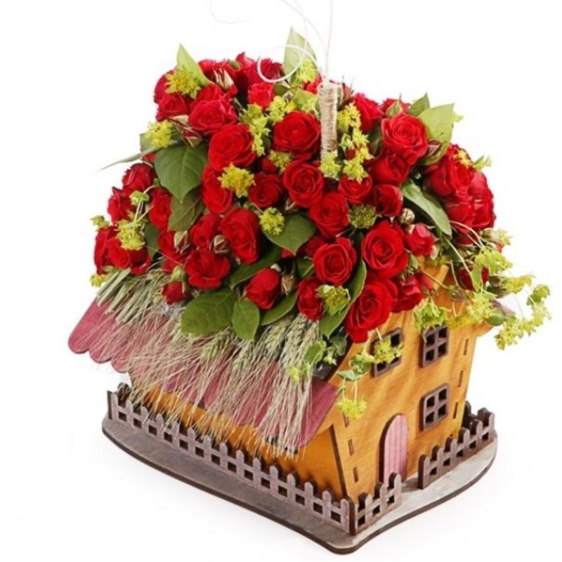 طرح گلدان به شکل خانه برای تزیین منزل مناسب برای استفاده در دستگاه های cnc چوب و cnc لیزر - laser cut house shaped planter flower pot home decor cdr file