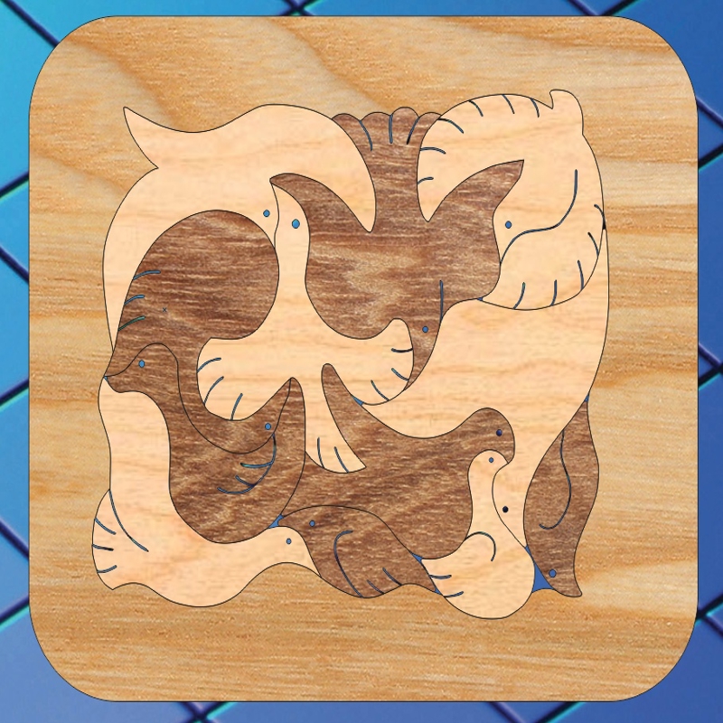 طرح بازی پازل پرنده مناسب برای استفاده در دستگاه های cnc چوب و cnc لیزر - laser cut bird puzzle game cdr file