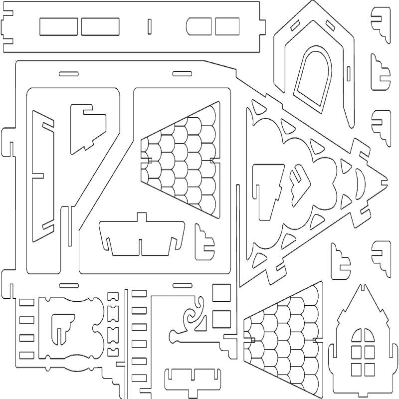 طرح ویلاهای فانتزی ۲ مناسب برای استفاده در دستگاه های cnc چوب و cnc لیزر - fantasy villas 2 dxf file