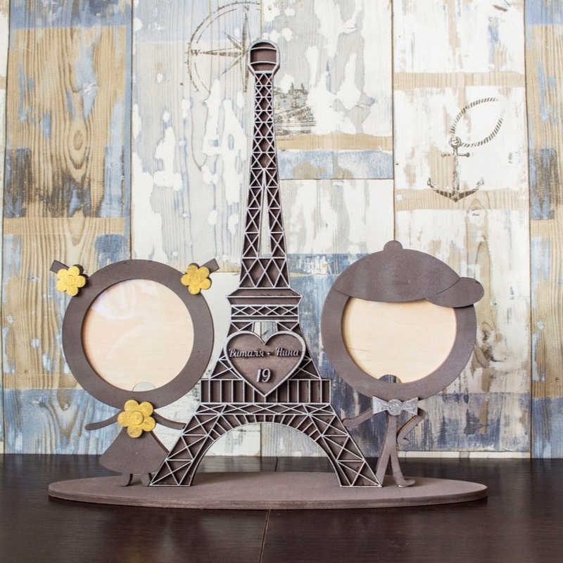 طرح قاب عکس برج ایفل مناسب برای استفاده در دستگاه های cnc چوب و cnc لیزر - laser cut eiffel tower picture frame dxf file