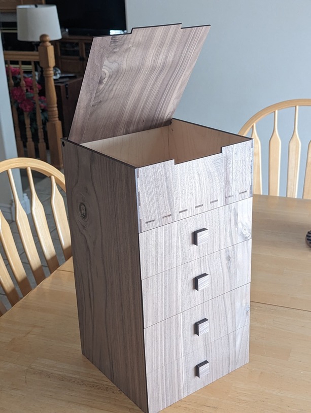 طرح کمد کشودار مناسب برای استفاده در دستگاه های cnc چوب و cnc لیزر - laser cut chest of drawers svg file