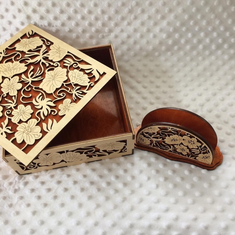 طرح جعبه چای کیسه ای چوبی طرح دار مناسب برای استفاده در دستگاه های cnc چوب و cnc لیزر - laser cut unique wooden tea bag storage box cdr file