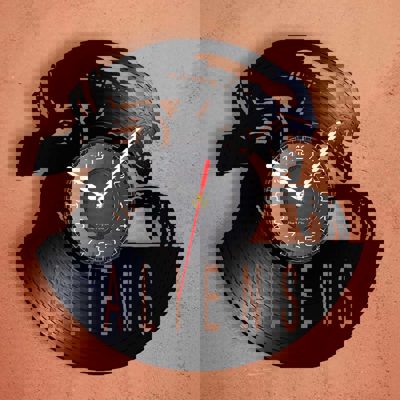 طرح ساعت دیواری وینیل طرح جنگجوی فضایی با مناسب برای استفاده در دستگاه های cnc چوب و cnc لیزر - laser cut aliens warrior vinyl wall clock cdr file