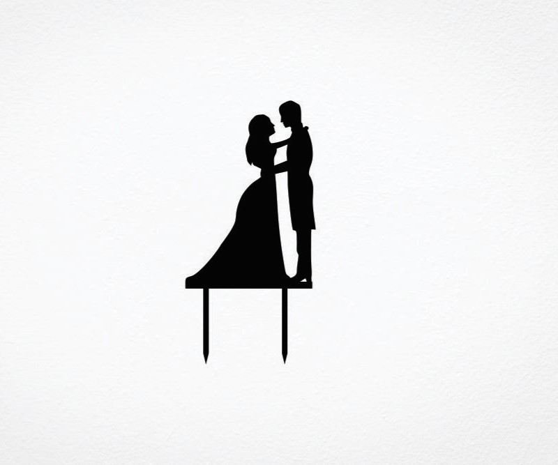 طرح رویه کیک عروس و داماد مناسب برای استفاده در دستگاه های cnc چوب و cnc لیزر - laser cut bride and groom cake topper cdr file