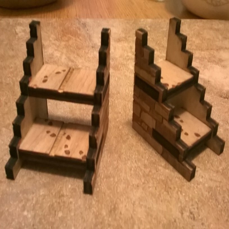 طرح راه پله مینیاتوری مناسب برای استفاده در دستگاه های cnc چوب و cnc لیزر - laser cut miniature stairways svg file