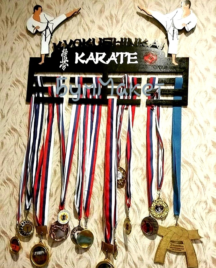 طرح مدال کاراته مناسب برای استفاده در دستگاه های cnc چوب و cnc لیزر - laser cut karate medal display cdr file