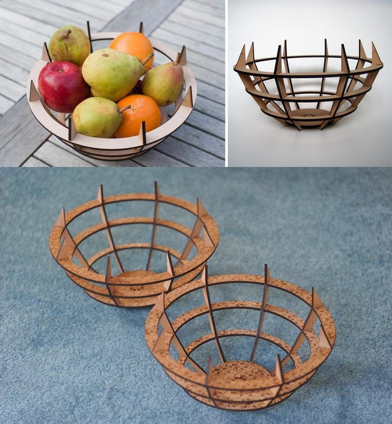 طرح کاسه میوه مناسب برای استفاده در دستگاه های cnc چوب و cnc لیزر - laser cut fruit bowl template cdr file