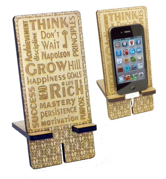 طرح پایه گوشی هوشمند مناسب برای استفاده در دستگاه های cnc چوب و cnc لیزر - laser cut stand for smartphone cdr file