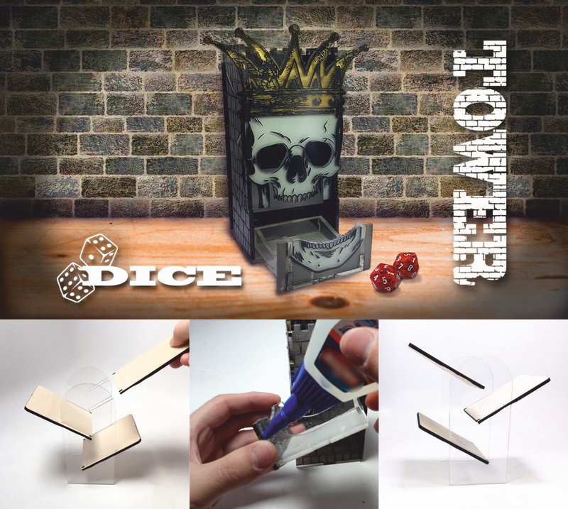 طرح برج تاس مناسب برای استفاده در دستگاه های cnc چوب و cnc لیزر - laser cut dice tower cdr file
