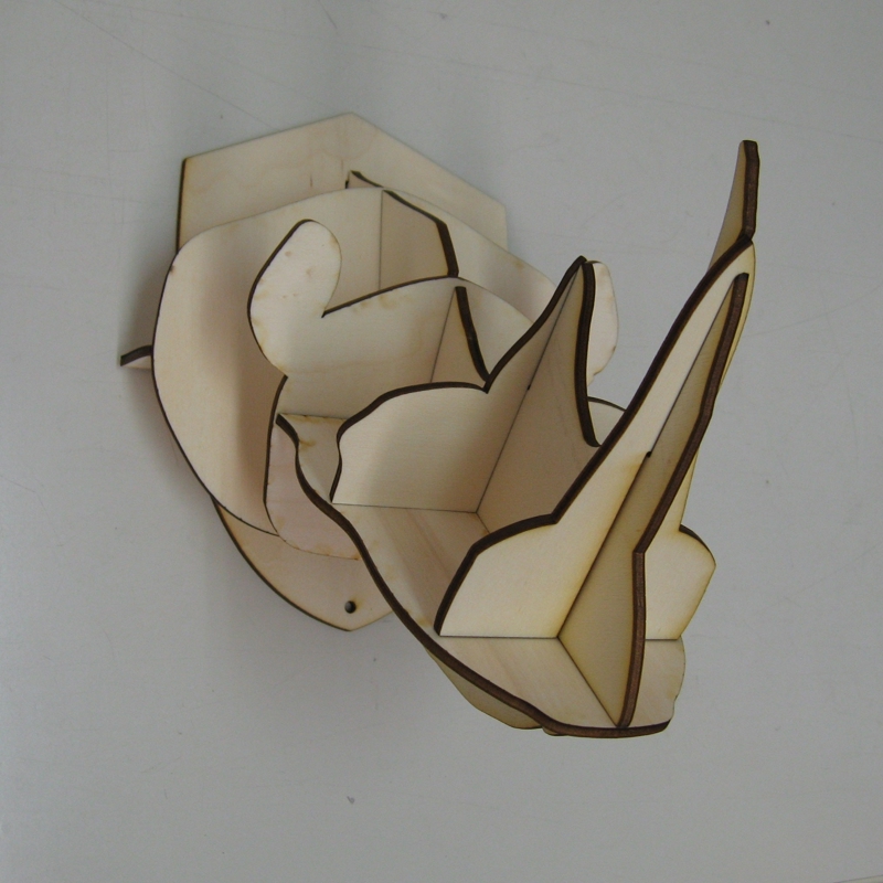طرح پازل سه بعدی سر کرگدن برای تزیین دیوار مناسب برای استفاده در دستگاه های cnc چوب و cnc لیزر - laser cut rhino head wall decor 3d puzzle dxf file