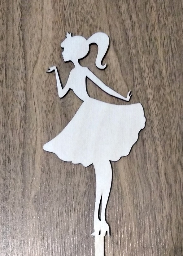 طرح رویه کیک پرنسسی مناسب برای استفاده در دستگاه های cnc چوب و cnc لیزر - laser cut princess cake topper cdr file
