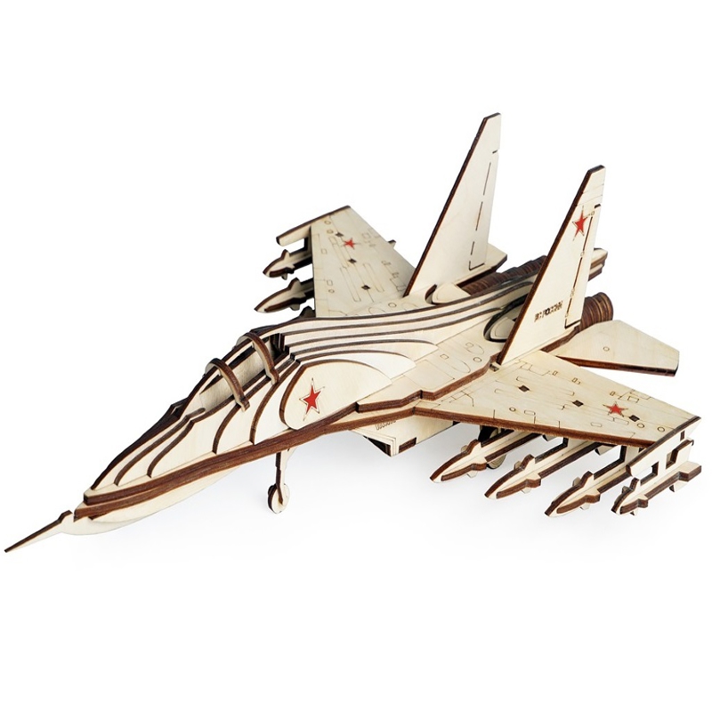 طرح مدل اسباب بازی چوبی جنگنده su 30 مناسب برای استفاده در دستگاه های cnc چوب و cnc لیزر - laser cut wooden fighter su 30 model toy cdr file