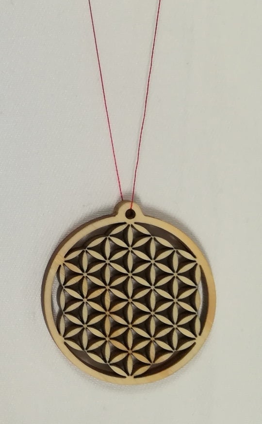 طرح آویز گل زندگی مناسب برای استفاده در دستگاه های cnc چوب و cnc لیزر - laser cut flower of life pendant dxf file