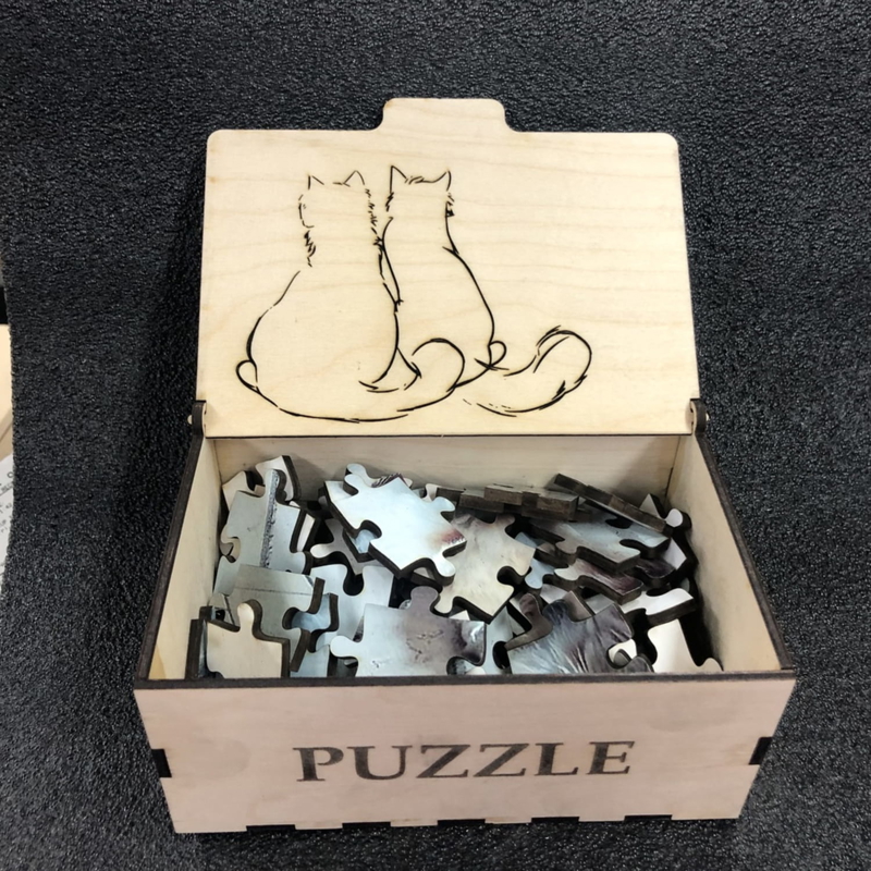 طرح جعبه پازل به همراه طرح پازل با مناسب برای استفاده در دستگاه های cnc چوب و cnc لیزر - laser cut jigsaw puzzle box with jigsaw puzzle pattern dxf file