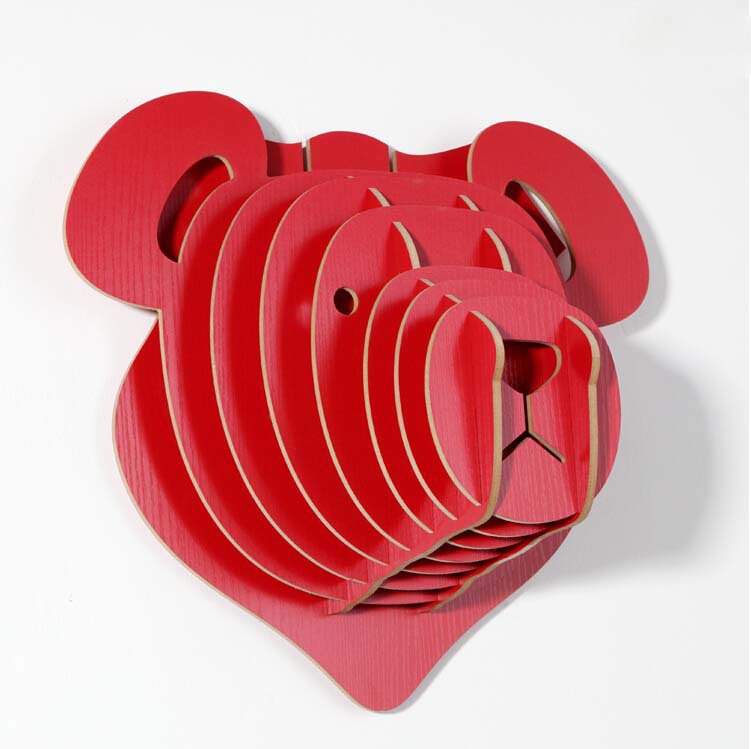 طرح دکور دیواری چوبی سر خرس مناسب برای استفاده در دستگاه های cnc چوب و cnc لیزر - laser cut wood bear head wall decor cdr file