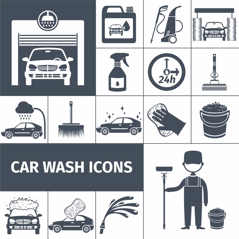 طرح آیکون‌های شستشوی ماشین مناسب برای استفاده در دستگاه های cnc چوب و cnc لیزر - car wash icons cdr file
