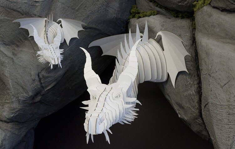 طرح سر اژدها مناسب برای استفاده در دستگاه های cnc چوب و cnc لیزر - laser cut dragon head template cdr file