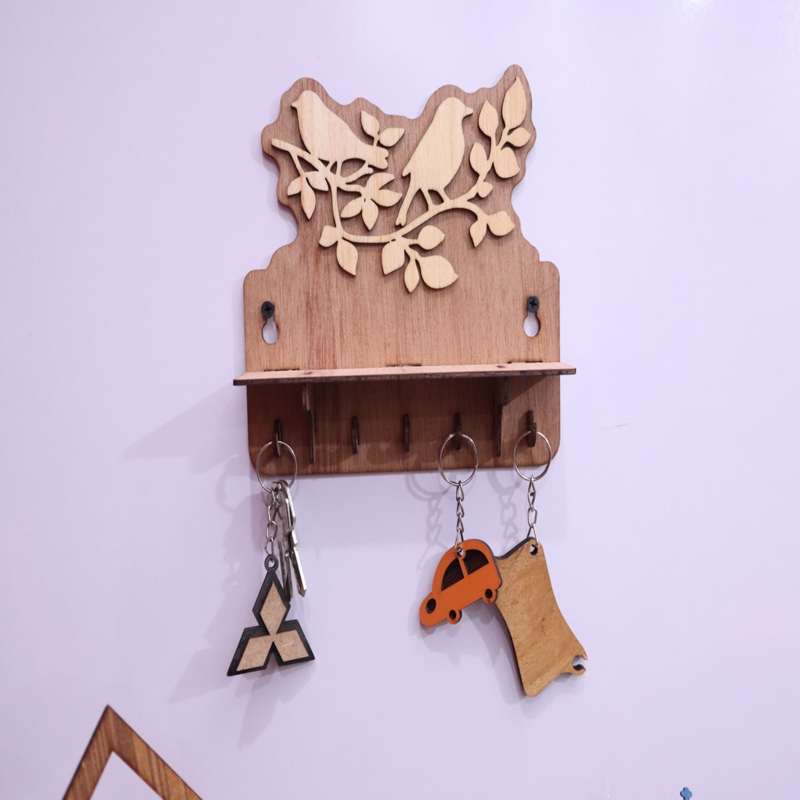 طرح سه بعدی جاکلیدی پرنده مناسب برای استفاده در دستگاه های cnc چوب و cnc لیزر - laser cut bird key holder 3mm cdr file