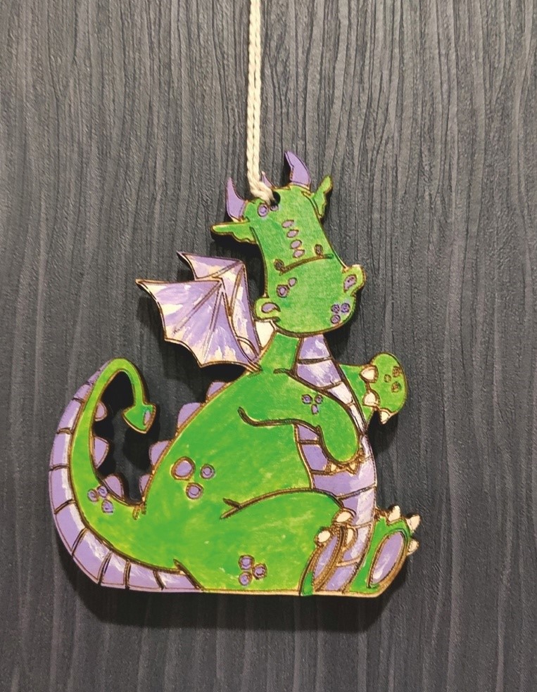 طرح عروسک اژدها مناسب برای استفاده در دستگاه های cnc چوب و cnc لیزر - laser cut baby dragon ornament cdr file