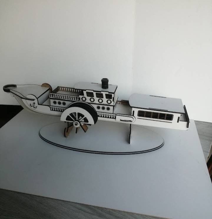 طرح قایق بخار پارویی مناسب برای استفاده در دستگاه های cnc چوب و cnc لیزر - laser cut paddle steam boat cdr file