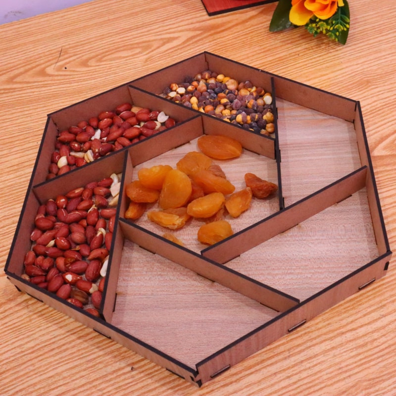 طرح سینی میوه خشک mdf 3mm مناسب برای استفاده در دستگاه های cnc چوب و cnc لیزر - laser cut dry fruit tray mdf 3mm dxf file