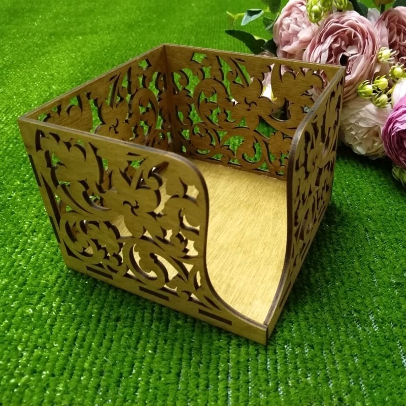 طرح جا دستمال سفره تخت تزئینی مناسب برای استفاده در دستگاه های cnc چوب و cnc لیزر - laser cut decorative flat napkin holder cdr file