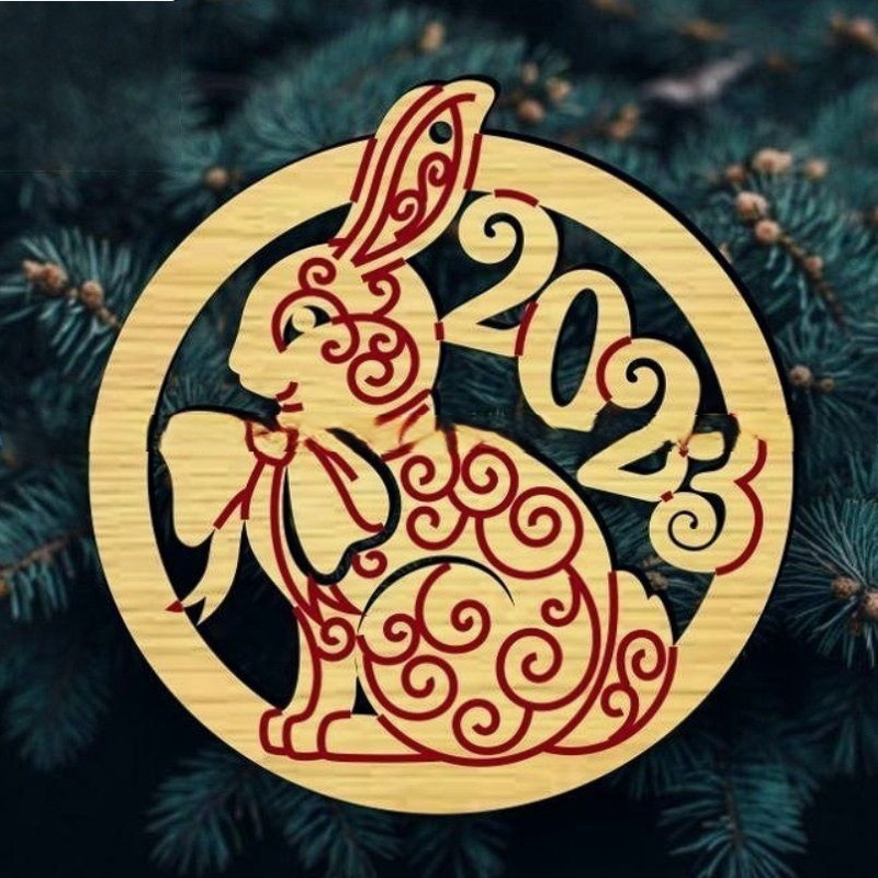 طرح درخت کریسمس سال نو 2023 مناسب برای استفاده در دستگاه های cnc چوب و cnc لیزر - laser cut new year tree decor 2023 cdr file