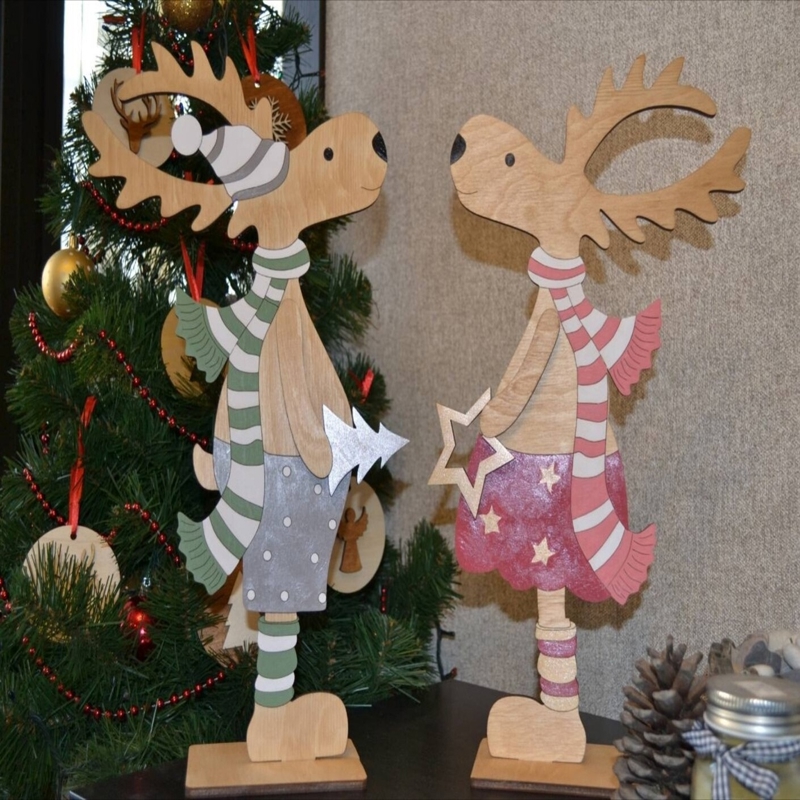 طرح گوزن چوبی کریسمس مناسب برای استفاده در دستگاه های cnc چوب و cnc لیزر - laser cut wooden deer christmas ornaments cdr file