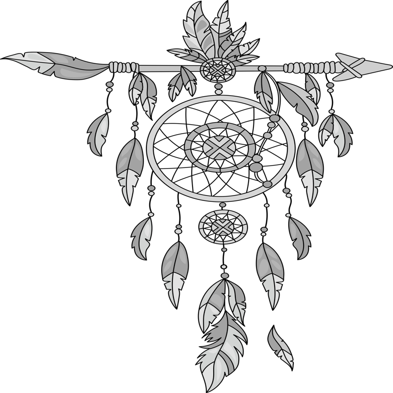 طرح وکتور دریم کچر خاکستری مناسب برای استفاده در دستگاه های cnc چوب و cnc لیزر - dreamcatcher grey vector cdr file