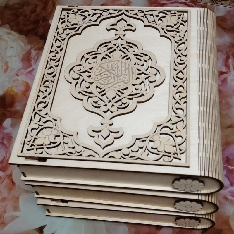 طرح جعبه قرآن چوبی تزئینی مناسب برای استفاده در دستگاه های cnc چوب و cnc لیزر - laser cut wooden decorative quran box cdr file