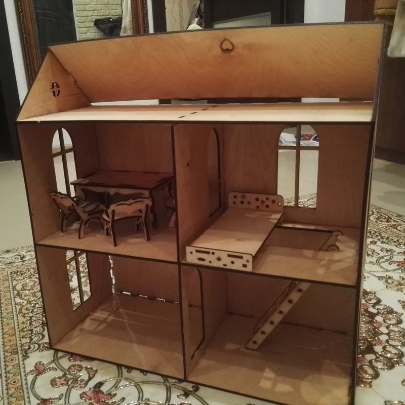 طرح خانه عروسک چوبی مناسب برای استفاده در دستگاه های cnc چوب و cnc لیزر - laser cut wooden doll house kit cdr file