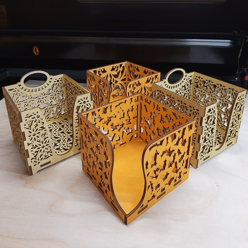 طرح جا دستمال مربعی مناسب برای استفاده در دستگاه های cnc چوب و cnc لیزر - laser cut square napkin holder cdr file