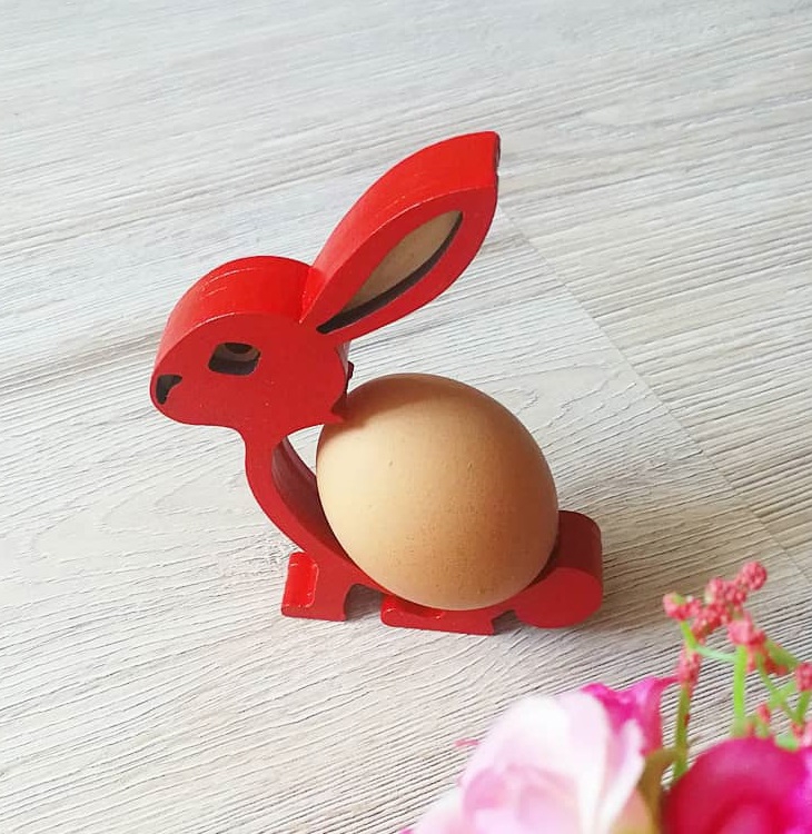 طرح جا تخم مرغ عید پاک خرگوش مناسب برای استفاده در دستگاه های cnc چوب و cnc لیزر - laser cut bunny easter egg holder dxf file