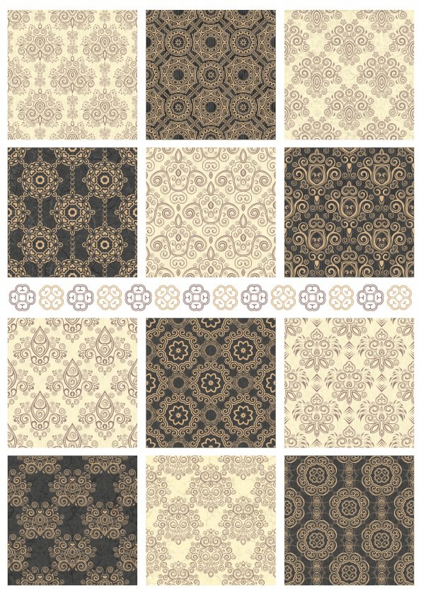 طرح گلدار تزئینی بدون درز مناسب برای استفاده در دستگاه های cnc چوب و cnc لیزر - decorative damask seamless patterns cdr file