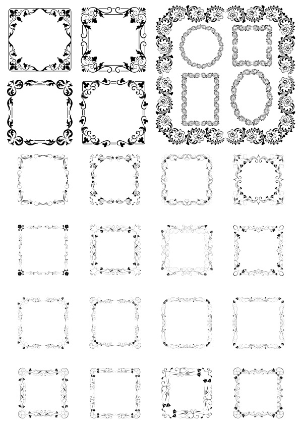 طرح قاب و حاشیه گلدار مناسب برای استفاده در دستگاه های cnc چوب و cnc لیزر - floral border frame set cdr file