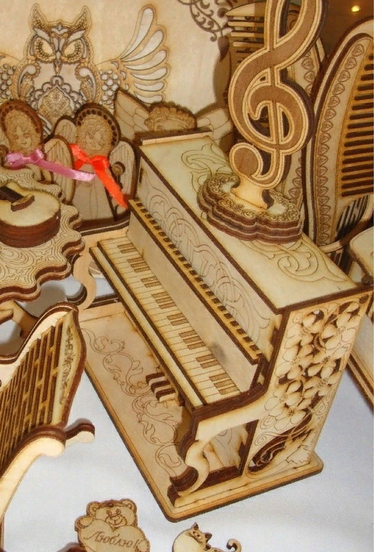 طرح پیانو اسباب بازی چوبی مناسب برای استفاده در دستگاه های cnc چوب و cnc لیزر - laser cut wooden toy piano cdr file