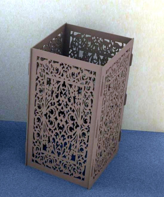 طرح گلدان مربعی بلند طرح گل مناسب برای استفاده در دستگاه های cnc چوب و cnc لیزر - laser cut tall square vase flower vase decor cdr file