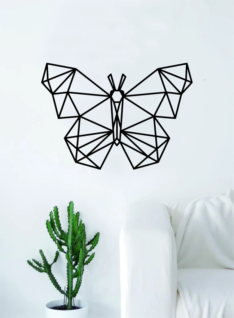 طرح هندسی پروانه روی دیوار مناسب برای استفاده در دستگاه های cnc چوب و cnc لیزر - laser cut geometric butterfly wall art dxf file