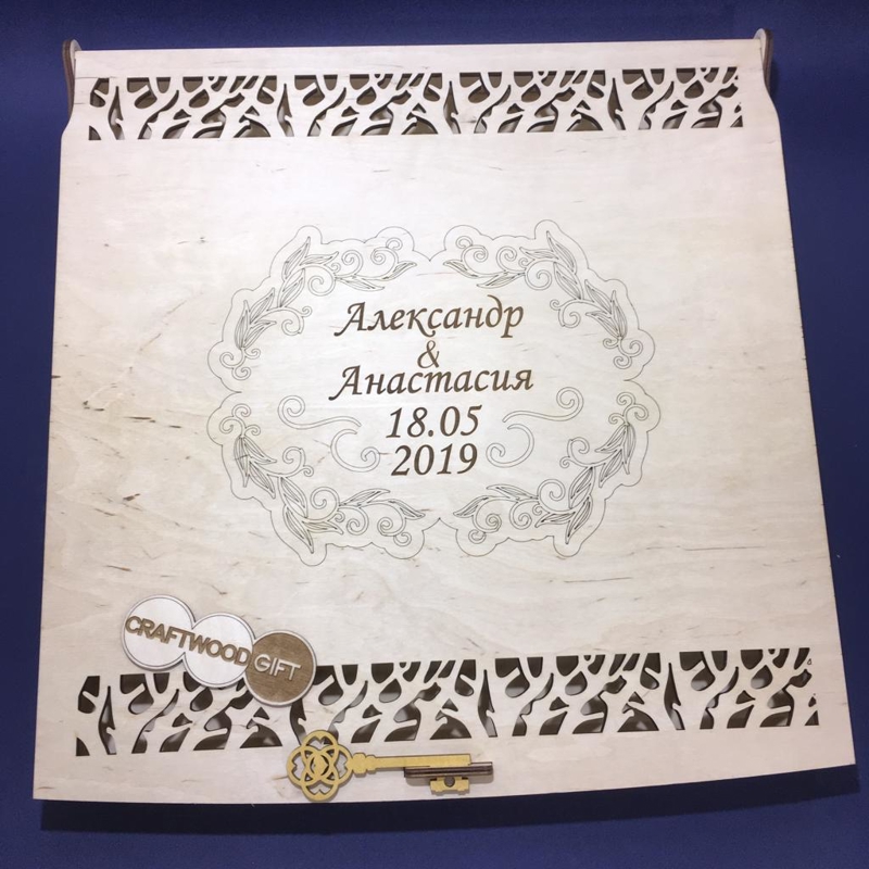 طرح جعبه آرزوهای عروسی چوبی مناسب برای استفاده در دستگاه های cnc چوب و cnc لیزر - laser cut wooden wedding wish box cdr file