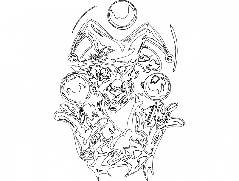 طرح کامل طرح دلقک شماره ۰۱۹ مناسب برای استفاده در دستگاه های cnc چوب و cnc لیزر - clown 019 full dxf file