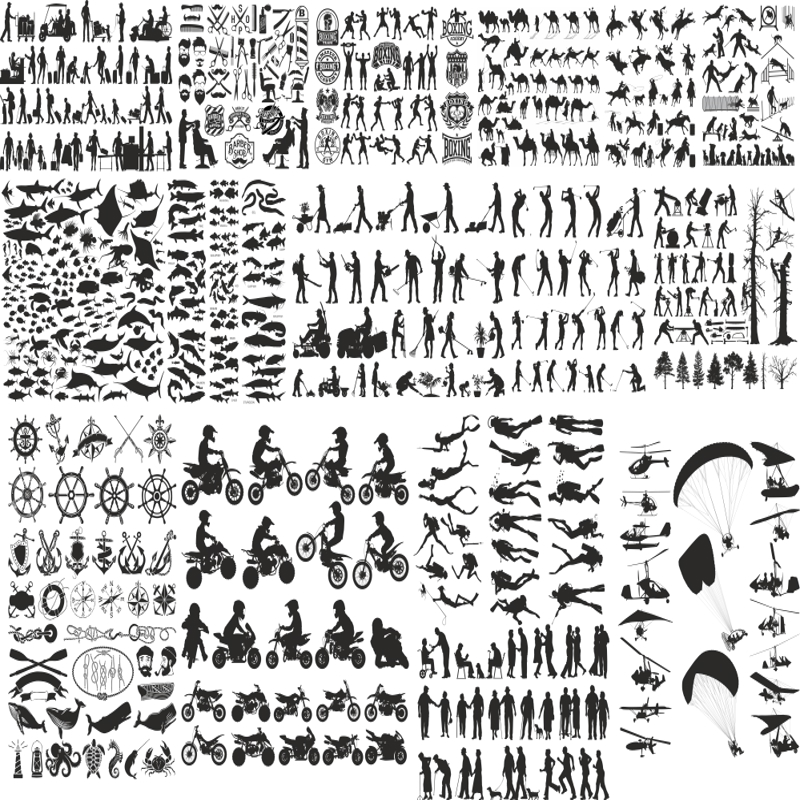 طرح میکس سیلوئت مناسب برای استفاده در دستگاه های cnc چوب و cnc لیزر - mix silhouette cdr file