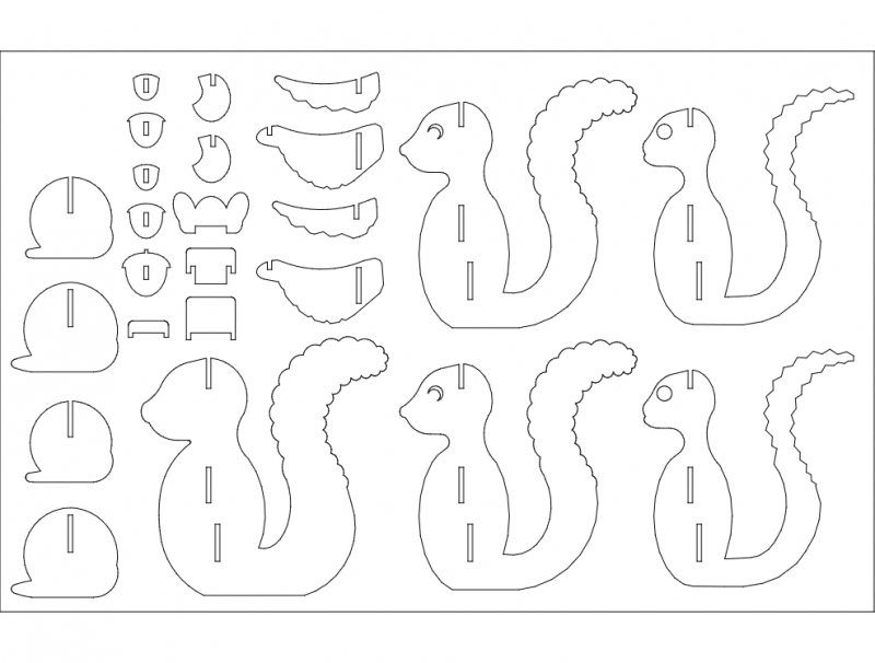 طرح سنجاب برای سارا مناسب برای استفاده در دستگاه های cnc چوب و cnc لیزر - squirrel for sarah dxf file