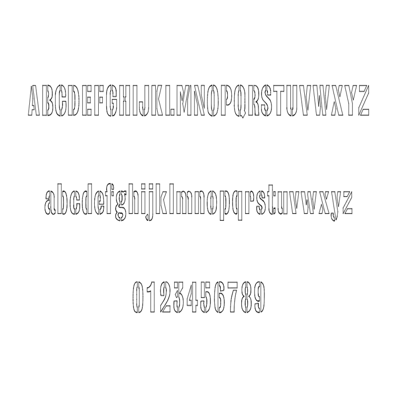 طرح فونت استنسیل ارتشی مناسب برای استفاده در دستگاه های cnc چوب و cnc لیزر - army stencil font dxf file
