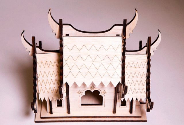 طرح بتکده چینی مناسب برای استفاده در دستگاه های cnc چوب و cnc لیزر - chinese pagoda dxf file