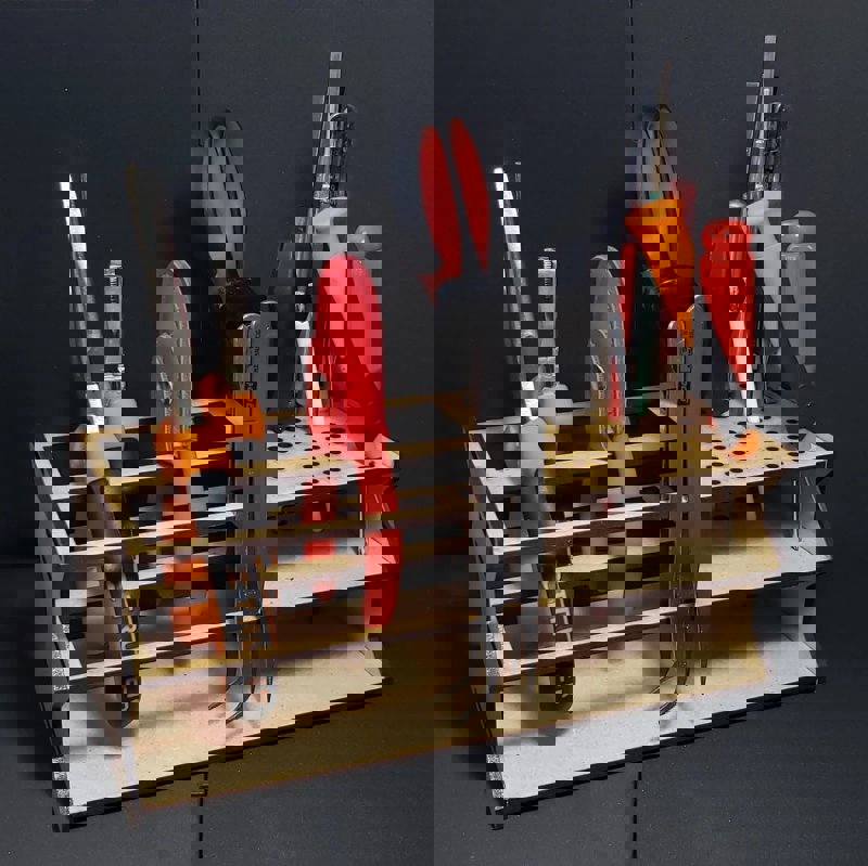 طرح قفسه ابزار چند منظوره مناسب برای استفاده در دستگاه های cnc چوب و cnc لیزر - laser cut multi tool rack svg file