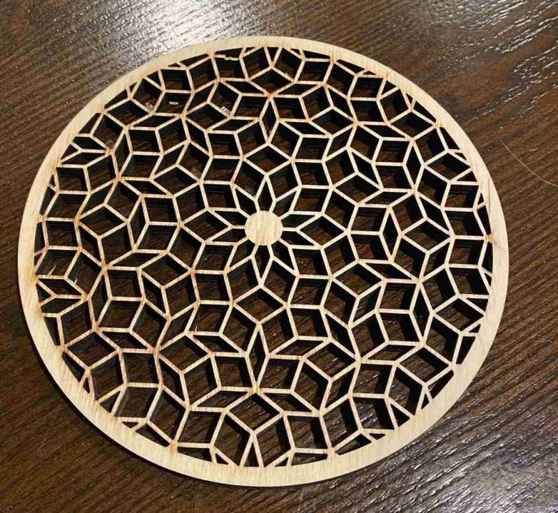طرح سه پایه پنروز مناسب برای استفاده در دستگاه های cnc چوب و cnc لیزر - laser cut penrose trivet dxf file