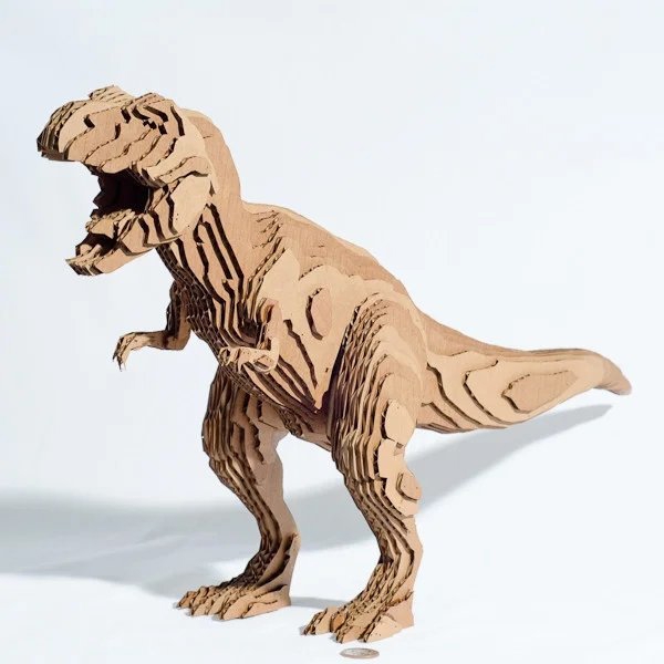 طرح مقوای طرح تی رکس مناسب برای استفاده در دستگاه های cnc چوب و cnc لیزر - laser cut cardboard t rex dxf file