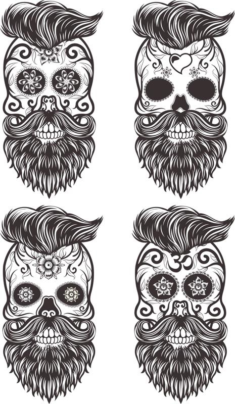 طرح جمجمه سبیل ریش دار نقاشی شده مناسب برای استفاده در دستگاه های cnc چوب و cnc لیزر - painted bearded mustache skull cdr file