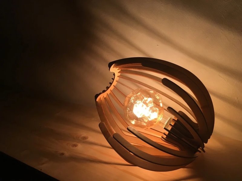 طرح چراغ رومیزی طراحی داخلی مناسب برای استفاده در دستگاه های cnc چوب و cnc لیزر - laser cut interior design night table lamp