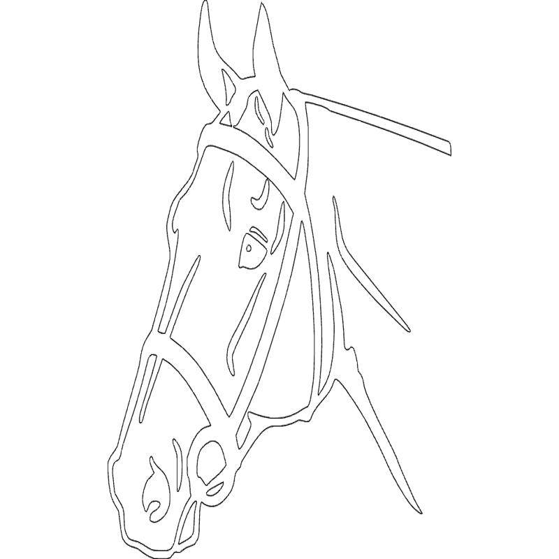 طرح سیلوئت با جزئیات سر اسب مناسب برای استفاده در دستگاه های cnc چوب و cnc لیزر - horse head detailed silhouette dxf file